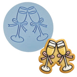 Champagne Glass Cheers Cookie Cutter | Stamp | Stencil - SHARP EDGES - FAST Shipping - Choose Your Own Size! #2