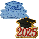 a cookie shaped like a graduation cap and a cookie shaped like a graduation cap