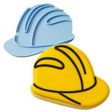 a cookie shaped like a hard hat and a hard hat cookie