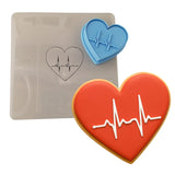EKG Heart Cookie Cutter | Stamp | Stencil #1 School / Grad Cookie Cutter Lady MINI - 2 Inches (5cm) **FULL SET BUNDLE** Cutter + Stamp + Stencil + Debosser **BEST DEAL**