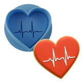 EKG Heart Cookie Cutter | Stamp | Stencil #1 School / Grad Cookie Cutter Lady MINI - 2 Inches (5cm) **BUNDLE** Cutter + Debosser