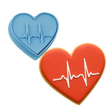 EKG Heart Cookie Cutter | Stamp | Stencil #1 School / Grad Cookie Cutter Lady MINI - 2 Inches (5cm) **BUNDLE** Cutter + Stamp