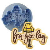 Fra Gee Lay Leg Cookie Cutter | Stamp | Stencil #1 Xmas / Winter / NYE Cookie Cutter Lady MINI - 2 Inches (5cm) **BUNDLE** Cutter + Debosser