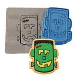 Frankenstein Face Cookie Cutter Outline & Stamp 3 Halloween / Fall Cookie Cutter Lady