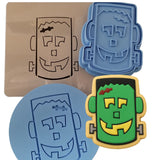 Frankenstein Face Cookie Cutter Outline & Stamp 3 Halloween / Fall Cookie Cutter Lady MINI - 2 Inches (5cm) **FULL SET BUNDLE** Cutter + Stamp + Stencil + Debosser **BEST DEAL**