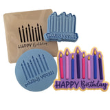 Happy Birthday Candles Cookie Cutter | Stamp | Stencil #1 Mom / Dad / Bday / Party Cookie Cutter Lady MINI - 2 Inches (5cm) **FULL SET BUNDLE** Cutter + Stamp + Stencil + Debosser **BEST DEAL**