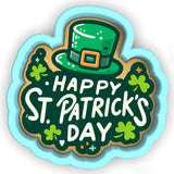a st patrick's day sticker with a green hat