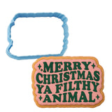 Merry Christmas Ya Filthy Animal Cookie Cutter | Stamp | Stencil #1 Xmas / Winter / NYE Cookie Cutter Lady MINI - 2 Inches (5cm) Cookie Cutter ONLY (Outline)