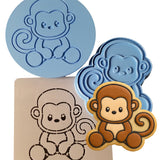 Monkey Body Cookie Cutter | Stamp | Stencil #1 Animals & Dinosaurs Cookie Cutter Lady MINI - 2 Inches (5cm) **FULL SET BUNDLE** Cutter + Stamp + Stencil + Debosser **BEST DEAL**