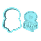 Number Eight Cookie Cutter | Stamp | Stencil birthday Cookie Cutter Lady MINI - 2 Inches (5cm) **BUNDLE** Cutter + Stamp