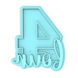 Number Four Cookie Cutter | Stamp | Stencil birthday Cookie Cutter Lady MINI - 2 Inches (5cm) Stamp ONLY