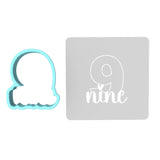 Number Nine Cookie Cutter | Stamp | Stencil birthday Cookie Cutter Lady MINI - 2 Inches (5cm) **BUNDLE** Cutter + Stencil