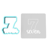 Number Seven Cookie Cutter | Stamp | Stencil birthday Cookie Cutter Lady MINI - 2 Inches (5cm) **BUNDLE** Cutter + Stencil