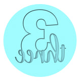 Number Three Cookie Cutter | Stamp | Stencil birthday Cookie Cutter Lady MINI - 2 Inches (5cm) Debosser ONLY