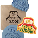 Oh Fudge Ralphie Cookie Cutter | Stamp | Stencil Xmas / Winter / NYE Cookie Cutter Lady MINI - 2 Inches (5cm) **FULL SET BUNDLE** Cutter + Stamp + Stencil + Debosser **BEST DEAL**