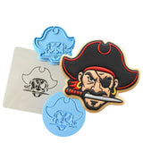 Pirate Head Cookie Cutter | Stamp | Stencil #1 Boys/ Army / Outdoorsman Cookie Cutter Lady MINI - 2 Inches (5cm) **FULL SET BUNDLE** Cutter + Stamp + Stencil + Debosser **BEST DEAL**