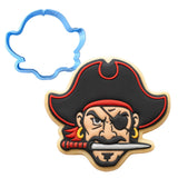 Pirate Head Cookie Cutter | Stamp | Stencil #1 Boys/ Army / Outdoorsman Cookie Cutter Lady MINI - 2 Inches (5cm) Cookie Cutter ONLY (Outline)