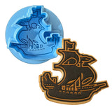 Pirate Ship Cookie Cutter | Stamp | Stencil #1 Boys/ Army / Outdoorsman Cookie Cutter Lady MINI - 2 Inches (5cm) **BUNDLE** Cutter + Debosser