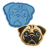 Pug Face Cookie Cutter | Stamp | Stencil #1 Animals & Dinosaurs Cookie Cutter Lady MINI - 2 Inches (5cm) **BUNDLE** Cutter + Stamp