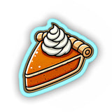 a sticker of a piece of cake with whipped cream on top