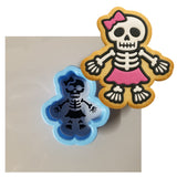 Skeleton Girl Cookie Cutter | Stamp | Stencil #1 Halloween / Fall Cookie Cutter Lady MINI - 2 Inches (5cm) **BUNDLE** Cutter + Stencil