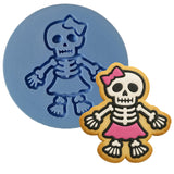 Skeleton Girl Cookie Cutter | Stamp | Stencil #1 Halloween / Fall Cookie Cutter Lady MINI - 2 Inches (5cm) Debosser ONLY