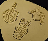 Skeleton Middle Finger Cookie Cutter | Stamp | Stencil #1 Halloween / Fall Cookie Cutter Lady