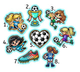 Soccer Futbol Girls Cookie Cutter Set | Stamp | Stencil | Debosser #3 Cookie Cutter Lady 1. Blonde Soccer Girl Dribbling 2 Cutter Only