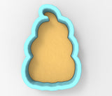 A 3D rendering of a cookie cutter in the shape of a yellow flower with a blue rim.
