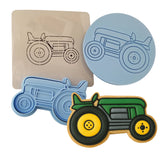 Tractor Cookie Cutter Outline & Stamp Comic Book / Vehicles Cookie Cutter Lady MINI - 2 Inches (5cm) **FULL SET BUNDLE** Cutter + Stamp + Stencil + Debosser **BEST DEAL**