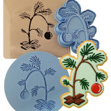 Wilting Christmas Tree Cookie Cutter | Stamp | Stencil #1 Xmas / Winter / NYE Cookie Cutter Lady MINI - 2 Inches (5cm) **FULL SET BUNDLE** Cutter + Stamp + Stencil + Debosser **BEST DEAL**