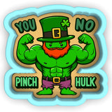 a sticker with a cartoon of a leprechaun