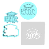 2023 Grad Cap Cookie Cutter | Stamp | Stencil #2 Wedding / Baby / V Day Cookie Cutter Lady MINI - 2 Inches (5cm) **FULL SET BUNDLE** Cutter + Stamp + Stencil + Debosser **BEST DEAL**
