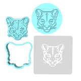 Bobcat Cookie Cutter | Stamp | Stencil #1 Animals & Dinosaurs Cookie Cutter Lady MINI - 2 Inches (5cm) **FULL SET BUNDLE** Cutter + Stamp + Stencil + Debosser **BEST DEAL**