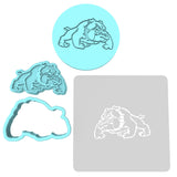 Bulldog Body Cookie Cutter | Stamp | Stencil #1 Animals & Dinosaurs Cookie Cutter Lady MINI - 2 Inches (5cm) **FULL SET BUNDLE** Cutter + Stamp + Stencil + Debosser **BEST DEAL**