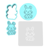 Bunny Boy Cookie Cutter | Stamp | Stencil #2 Animals & Dinosaurs Cookie Cutter Lady MINI - 2 Inches (5cm) **FULL SET BUNDLE** Cutter + Stamp + Stencil + Debosser **BEST DEAL**