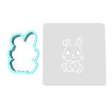 Bunny Boy Cookie Cutter | Stamp | Stencil #2 Animals & Dinosaurs Cookie Cutter Lady MINI - 2 Inches (5cm) **BUNDLE** Cutter + Stencil