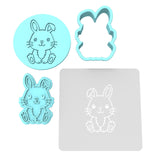 Bunny Cookie Cutter | Stamp | Stencil #B Animals & Dinosaurs Cookie Cutter Lady MINI - 2 Inches (5cm) **FULL SET BUNDLE** Cutter + Stamp + Stencil + Debosser **BEST DEAL**