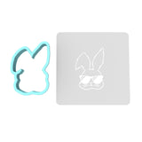 Bunny Sunglasses Cookie Cutter | Stamp | Stencil #1 Animals & Dinosaurs Cookie Cutter Lady MINI - 2 Inches (5cm) **BUNDLE** Cutter + Stencil