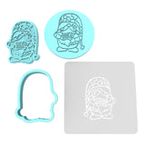 Camo USA Gnome Cookie Cutter | Stamp | Stencil #1 Animals & Dinosaurs Cookie Cutter Lady MINI - 2 Inches (5cm) **FULL SET BUNDLE** Cutter + Stamp + Stencil + Debosser **BEST DEAL**