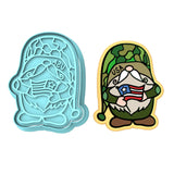Camo USA Gnome Cookie Cutter | Stamp | Stencil #1 Animals & Dinosaurs Cookie Cutter Lady MINI - 2 Inches (5cm) **BUNDLE** Cutter + Stamp