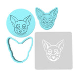 Chihuahua Cookie Cutter | Stamp | Stencil #1 Animals & Dinosaurs Cookie Cutter Lady MINI - 2 Inches (5cm) **FULL SET BUNDLE** Cutter + Stamp + Stencil + Debosser **BEST DEAL**