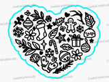 Christmas Heart Cookie Cutter | Stamp | Stencil #1