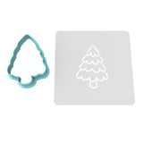 Christmas Pine Tree Cookie Cutter | Stamp | Stencil #1 Xmas / Winter / NYE Cookie Cutter Lady MINI - 2 Inches (5cm) **BUNDLE** Cutter + Stencil