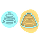 Christmas Sweater Cookie Cutter | Stamp | Stencil #1 Xmas / Winter / NYE Cookie Cutter Lady MINI - 2 Inches (5cm) **BUNDLE** Cutter + Debosser