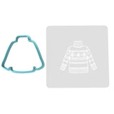 Christmas Sweater Cookie Cutter | Stamp | Stencil #1 Xmas / Winter / NYE Cookie Cutter Lady MINI - 2 Inches (5cm) **BUNDLE** Cutter + Stencil