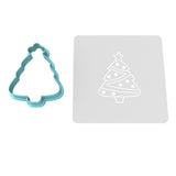 Christmas Tree Cookie Cutter | Stamp | Stencil #2 Xmas / Winter / NYE Cookie Cutter Lady MINI - 2 Inches (5cm) **BUNDLE** Cutter + Stencil