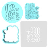 Class of 2023 Cookie Cutter | Stamp | Stencil #B Wedding / Baby / V Day Cookie Cutter Lady MINI - 2 Inches (5cm) **FULL SET BUNDLE** Cutter + Stamp + Stencil + Debosser **BEST DEAL**