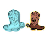 Cowboy Boot Cookie Cutter | Stamp | Stencil #1 Animals & Dinosaurs Cookie Cutter Lady MINI - 2 Inches (5cm) **BUNDLE** Cutter + Stamp