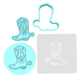 Cowboy Boot Cookie Cutter | Stamp | Stencil #1 Animals & Dinosaurs Cookie Cutter Lady MINI - 2 Inches (5cm) **FULL SET BUNDLE** Cutter + Stamp + Stencil + Debosser **BEST DEAL**